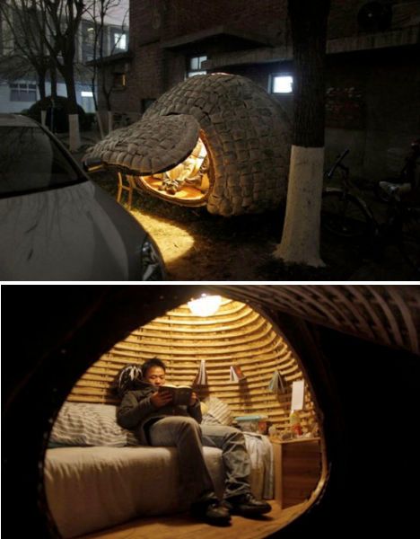 Egg House, Tiny House Designs, Homeless Housing, Fallout Shelter, Modern Mobile, Small Sink, Bamboo Frame, Beijing China, Green Roof