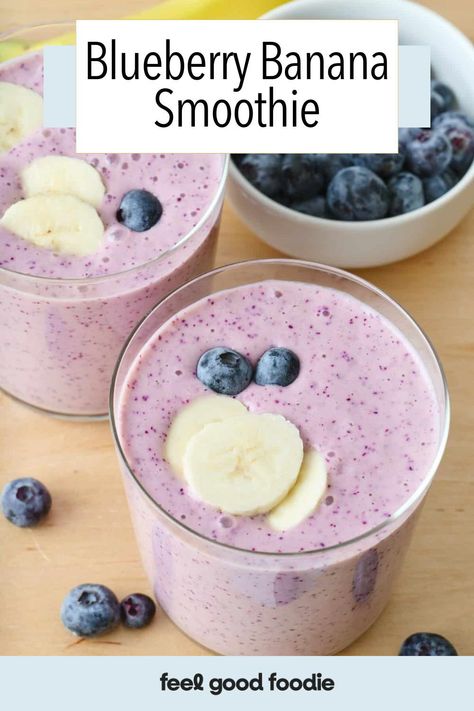 This Blueberry Banana Smoothie is a rich and creamy drink made with Greek yogurt and almond milk - perfect for breakfast or a refreshing snack. I love to kick off my day with this bright and refreshing Blueberry Banana Smoothie! Blueberry Smoothie Recipe Easy, Vanilla Yogurt Smoothie, Blueberry Yogurt Smoothie, Smoothie Without Milk, Milk Smoothie Recipes, Flaxseed Smoothie, Baby Smoothies, Smoothie Without Yogurt, Ranch Recipes