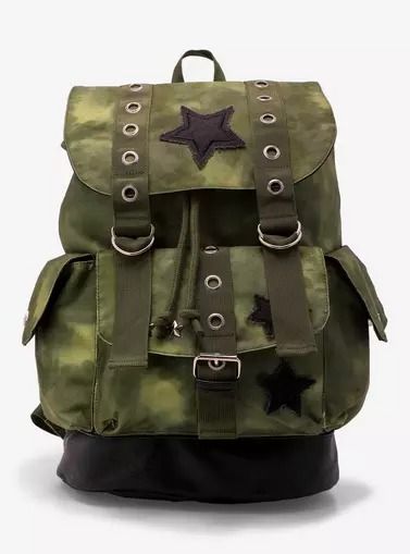 Star Green Grunge Slouch Backpack, Fairy Grunge Backpack, Therian Fashion, Sigma Outfit, Bug Backpack, Grunge Bags, Backpack Grunge, Backpack Png, My Neighbor Totoro Characters, Punk Backpack