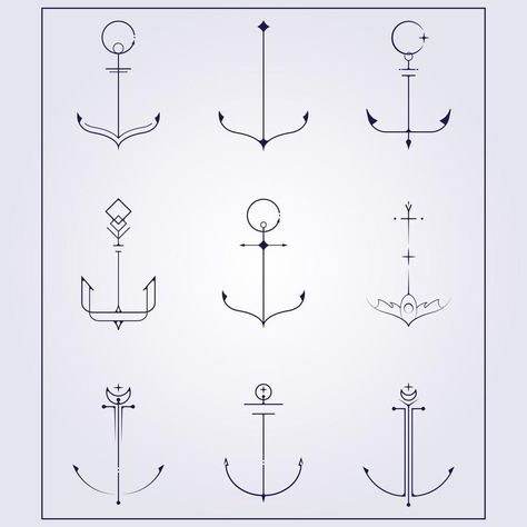 Simple Anchor Tattoo, Anchor Drawings, Anchor Illustration, Anchor Icon, Anchor Tattoo Design, Anker Tattoo, Simple Line Art, Art Vector Illustration, Anchor Tattoos