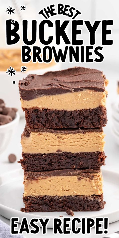 Buckeye Brownies Recipe, Boxed Brownie Recipes, Buckeye Brownies, Strawberry Ideas, Dessert Bar Recipe, Lost 100 Pounds, Brownie Ingredients, Peanut Butter Desserts, Quit Drinking