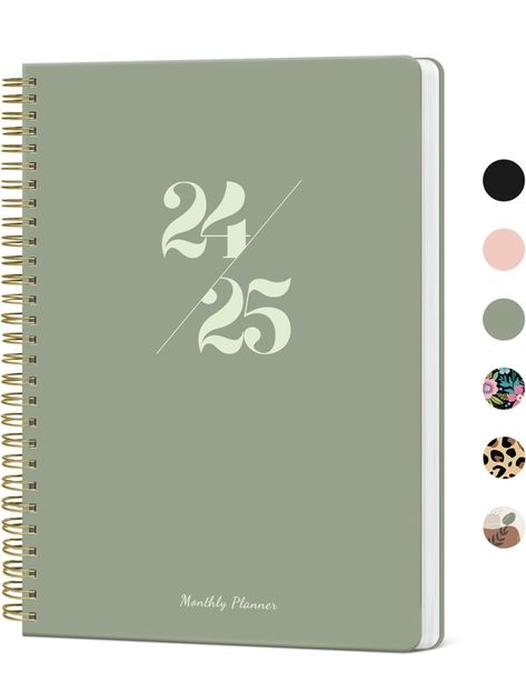 Monthly Planner 2024-2025, 2024 Calendar 18 Months Planner, JAN 2024 - JUN 2025, 7.4" x 9.6", 2024 Planner Spiral Bound, Perfect for School & Office - Green Daily Planner Covers, Months Planner, Journal 2025, Office Green, Planner Themes, Journal 2024, 2024 Planner, Green Office, Agenda Planner