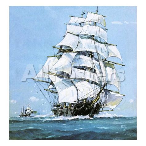 The Cutty Sark Transportation Giclee Print - 41 x 41 cm Navi A Vela, Cutty Sark, Old Sailing Ships, Maritime Art, Full Sail, Clipper Ship, Marine Painting, Merchant Marine, Marine Art