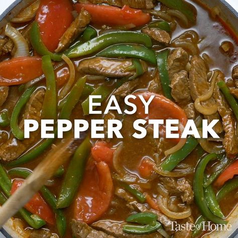 Peper Steak, Pepper Steak Recipe, Beef Stew Crockpot, Pepper Steak, Tasty Videos, Steak Recipe, Beef Recipes Easy, Dinner Recipes Crockpot, Beef Dishes