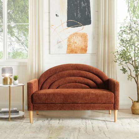 Rust Loveseat, Accent Loveseat, Vintage Love Seat, Playroom Sofa, Small Loveseat, Studio Bedroom, Nyc Baby, Simple Sofa, Modern Loveseat