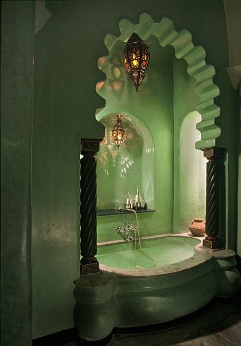 Jeddah, Futurism, Stone Tub, Moroccan Bathroom, Green Walls, Carved Stone, Moroccan Style, Beautiful Bathrooms, Design Living