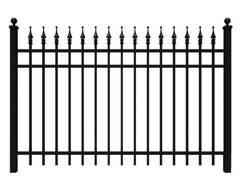 Aluminum Fence | Iron Fence Shop Garden Metal Fence, Iron Front Yard Fence, Iron Fence With Brick Columns, Wrought Iron Fence On Stone Wall, Victorian Wrought Iron Fence, Wrot Iron Fence, Garden Railings, Metal Fence Panels, Aluminum Fencing