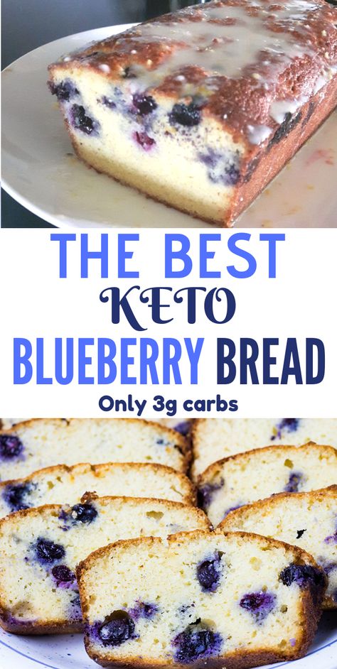 Keto Blueberry Bread, Dolce Poche Calorie, Blueberry Bread Recipe, Keto Blueberry, Best Keto Bread, Desserts Keto, Postre Keto, Low Carb Muffins, Low Carb Snack