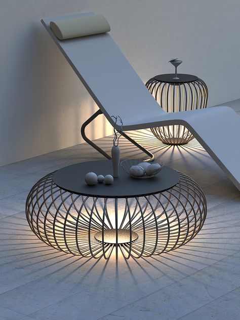 Bring a little magic to your space with the Meridiano Garden Light. Crafted from a steel rod structure in a circular arrangement, its LED light source casts patterns of light and shadow from beneath its cover. Rechargeable and easy to move, it is designed to create a comfortable, indirect light perfect for any room. Available in two colors. 
 Solar panel display: 
 
 Purchase Notes:   
 
 If you have any questions about our products, please contact us and we will get back to you within 24 hours. 
 >>> 
 Product Size 
 Size: Dia 45cm x H 45cm /  17.7 x H 17.7 
 Size: Dia 60cm x H 45cm /  23.6 x H 17.7 
 
 Size: Dia 90cm x H 30cm /  35.4 x H 11.8 
 
 Details 
 Materials: Metal . 
 Light source: Integrated LED (LED lights are fully built into the fixture and cannot be replaced). 
 Ke Garden Furniture Design, Large Ceiling Fans, Recessed Wall Lights, Task Floor Lamp, Arm Floor Lamp, Mesa Exterior, Led Desk Lamp, Steel Rod, Light Project