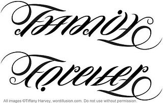 "Family" & "Forever" Ambigram by tiffanyharvey, via Flickr Family Sayings Tattoos, Tattoo That Says Family, Ambigram Tattoo Ideas For Women, Ambigram Tattoo Generator, Family Forever Ambigram, Family First Tattoo, Cousin Tattoos, Ambigram Tattoo, Forever Tattoo