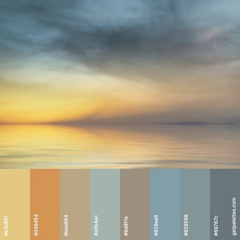 Sunset Colour Palette, Sunset Color Scheme, Ocean Ideas, Drawing 101, Sunset Color Palette, Drawing Desk, Sunset Color, House Color Palettes, House Color