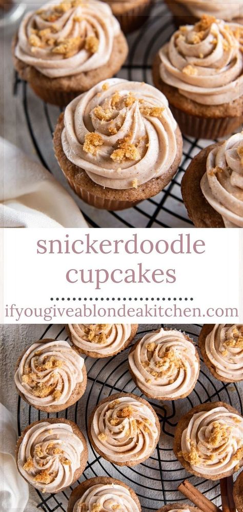 Apple Spice Cupcakes, Snickerdoodle Cupcakes, The Namesake, Cupcake Cream, Cinnamon Cream Cheese, Unique Cupcakes, Fall Cupcakes, Snickerdoodle Cookies, Gourmet Cupcakes