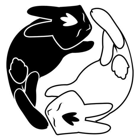 Buns, Tatting, Rabbit Tattoo, Side Show, Rabbit Tattoos, Ying Yang, Art Therapy, Yin Yang, Vinyl