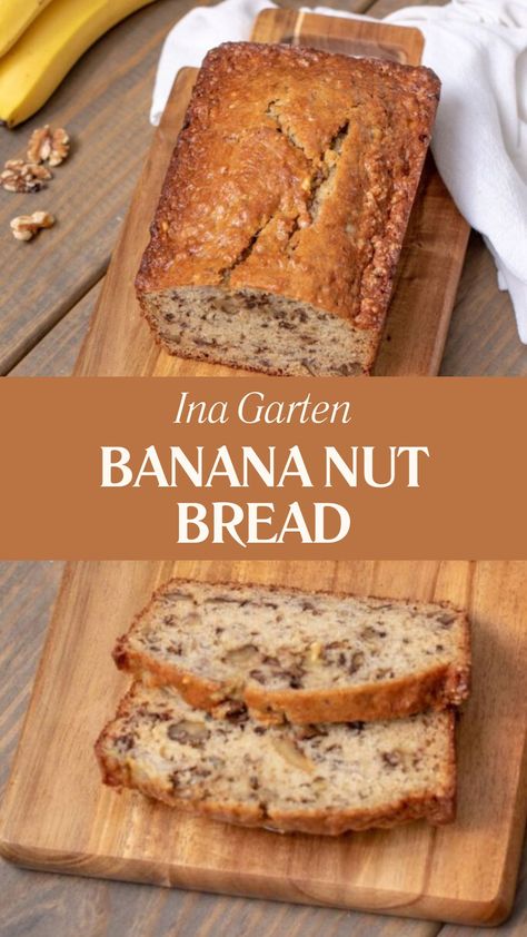 Ina Garten Banana Nut Bread Ina Garten Banana Bread Recipe, Banana Bread Recipe Nut, Banana Bread Ina Garten, Janets Rich Banana Bread, Extra Moist Banana Bread Recipe, Banana Bread Recipe Ina Garten, Banana Bread Recipe Natasha’s Kitchen, Cream Cheese Banana Nut Bread, Recipe For Banana Nut Bread