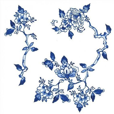 Chinese Porcelain Pattern, Blue Pottery Designs, Blue Ink Tattoos, Fleurs Art Nouveau, Red Tattoo Ideas, Red Ink Tattoo, Sketch Note, Red Tattoo, Pottery Patterns