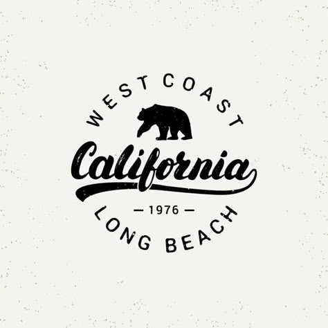 California Logo, Surf Logo, Logos Retro, Design Dragon, Vintage Logos, Typography Tees, Logos Ideas, Shirt Logo Design, Restaurant Logo