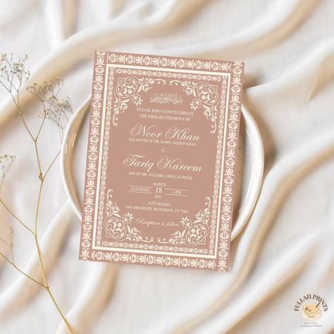 5x7 in. nikkah invitation, shaadi invite, digital invitation, editable template, elegant islamic wedding invitation, islamic wedding evite, nikkah evite, traditional nikkah invitation, nikkah invite, nikkah invite, elegant nikkah invite, nikkah invitation template, luxurious nikkah invite, shaadi invitation, beige nikkah invitation Nikkah Cards Invitations, Islamic Wedding Invitations Template, Nikkah Invitation Cards, Wedding Invitation Islamic, Nikkah Invite, Nikkah Invitation, Wedding Evite, Wedding Evites, Marriage Inspiration