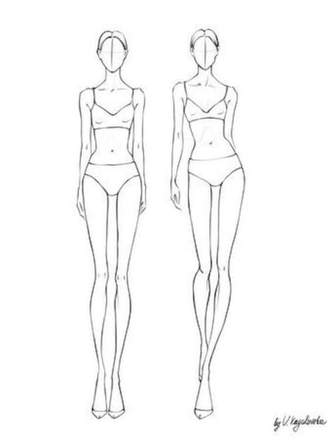 Body Without Face For Editing, Fashion Body Reference, Fashion Drawing Body Template, Model Silhouette Drawing, Fashion Illustration Practice, Body Shape Guide Drawing, Woman Body Drawing Template, Female Fashion Figure Template, Women's Body Drawing