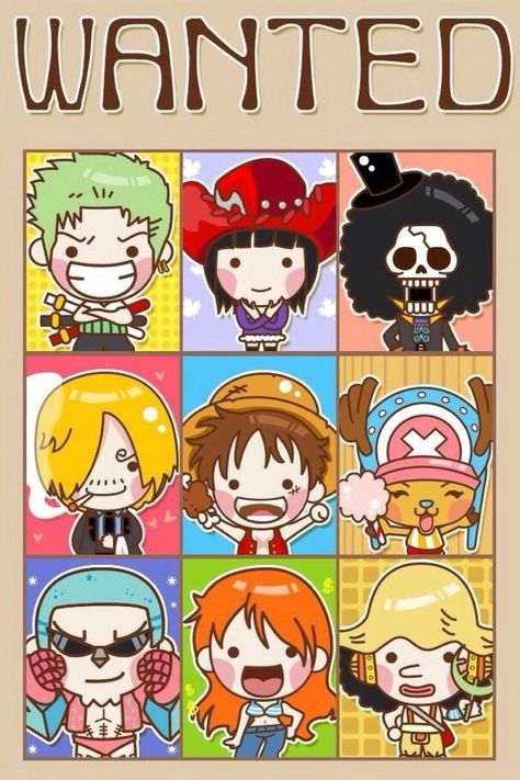 Chibi One Piece, Sanji Chopper, Brook One Piece, Luffy Zoro Nami, Nami Usopp, One Piece Birthdays, Straw Hat Crew, Whimsical Art Journal, Poster Cute