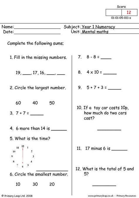 Numeracy: Mental maths 4 | Worksheet | PrimaryLeap.co.uk Maths Worksheet, Mental Maths Worksheets, Mental Maths, Free Worksheets For Kids, Math Practice Worksheets, First Grade Math Worksheets, Math 8, Maths Worksheets, Writing Practice Worksheets