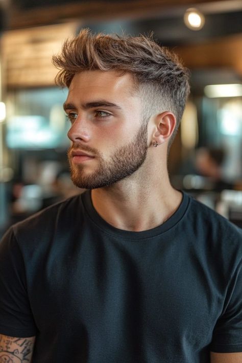 Trendy Fades For Men, Haircuts For Dudes With Straight Hair, Male Haircut Long On Top Short On Sides, Disconnected Mens Haircut, Men’s Shorter Hairstyles, Teenage Boys Haircuts 2024 Straight Hair, Men’s Shoulder Length Straight Hair, Messy Comb Over Men, Men’s Hair Shaved Sides Long Top