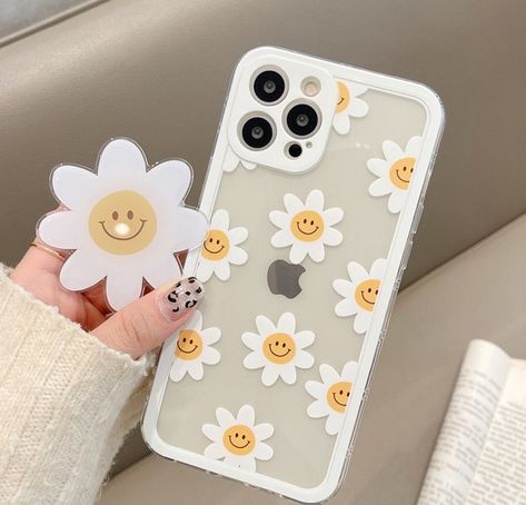 "Korean accessory is always known as the best and most game-changing product for your phone. This cute lovely phone case that you can use for your happy and delightful life.  This is good for mother's day gift, friend gift, girlfriend gift, birthday gift and graduation gift.  Please read each option carefully and select the correct phone model. Phone Model and Sizes: iPhone SE 4.7\" 2020 version iPhone 7/8 4.7\" (Smaller iPhone 7/8 version) iPhone 7 Plus/8 Plus 5.5\" (Bigger iPhone 7/8 version) Daisy Iphone Case, Daisy Phone Case, Happy Daisy, Jelly Case, Floral Iphone Case, Floral Cases, Apple Phone Case, Iphone Style, Apple Cases