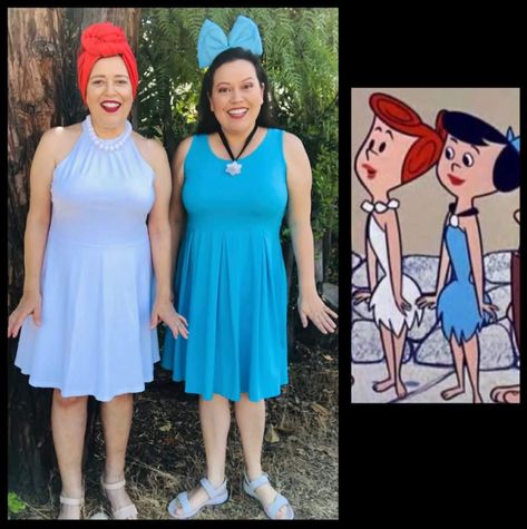 Betty And Wilma Costumes, Betty Rubble Costume Diy, Rubble Costume, Betty Rubble Costume, Wilma And Betty, Flint Stones, Flintstones Halloween Costumes, Betty Rubble, Wilma Flintstone