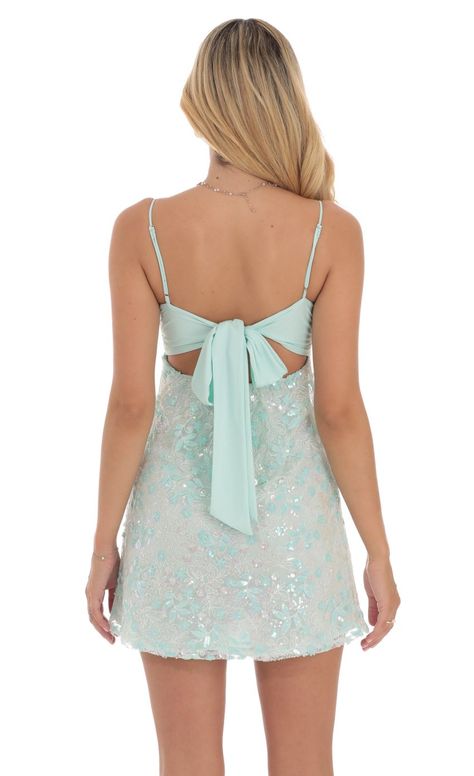 Sequin Embroidered Babydoll Dress in Seafoam Aesthetic Hoco Dresses, Tight Hoco Dress, Light Pink Dress Short, Winter Formal Dresses Short, Unique Homecoming Dresses, Grad Dresses Short, Semi Dresses, Cute Formal Dresses, Hoco Dresses Tight