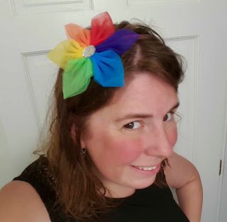 ChemKnits: Pride Headband - DIY Rainbow Tulle Flower Pride Headband, Pride Headpiece, Handmade Multicolor Headband For Festivals, Handmade Multicolor Festival Headband, Trendy Rainbow Jewelry For Pride, Pride Flower Crown, Plastic Headband, Diy Rainbow, Tulle Flowers