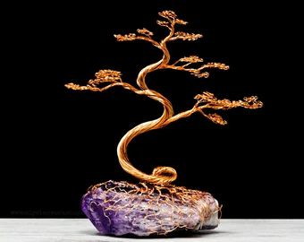 ElysianArtisanCA | Etsy Copper Bonsai Tree, Copper Trees Wire, Diy Bonsai Tree, Sculpture Trees, Copper Trees, Tensor Rings, Totoro Crafts, Copper Wire Bonsai Tree, Cascade Bonsai