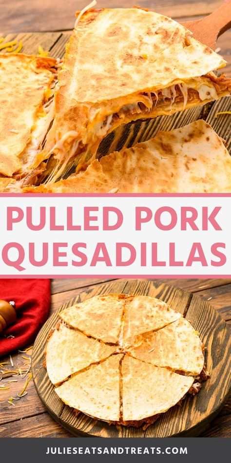 Got 15 minutes? You can make these quick and easy Pulled Pork Quesadillas with leftover pulled pork, shredded cheese, bbq sauce and tortillas. An easy lunch or dinner recipe! #quesadilla #recipe Pulled Pork Quesadillas, Pork Quesadillas, Pulled Pork Quesadilla, Pulled Pork Leftover Recipes, Quesadilla Recipes Easy, Leftover Pulled Pork, Easy Pulled Pork, Pulled Pork Leftovers, Pulled Pork Tacos