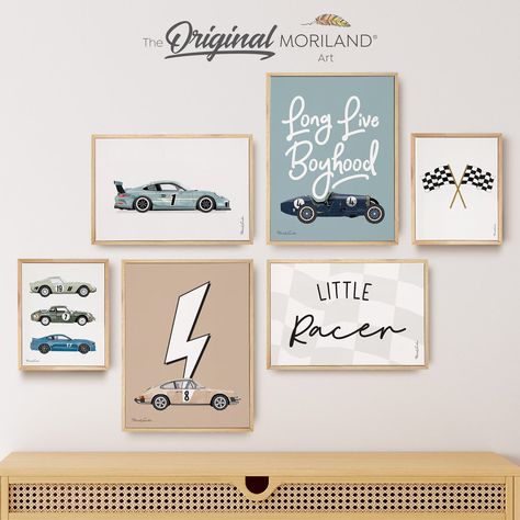 Retro Car Nursery, Little Man Cave Toddler Room, Nursery Ideas Cars, Toddler Room Inspo Boy, Cars Themed Room, Cars Themed Nursery, Toddler Race Car Room, Garage Theme Nursery, Boy Car Bedroom