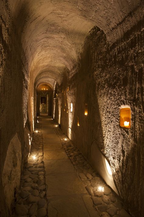 Stone corridor Case Sotterranee, Cave House, Underground Homes, Historic Mansion, Stone Walls, 판타지 아트, Umbria, Wine Cellar, Dream Home Design