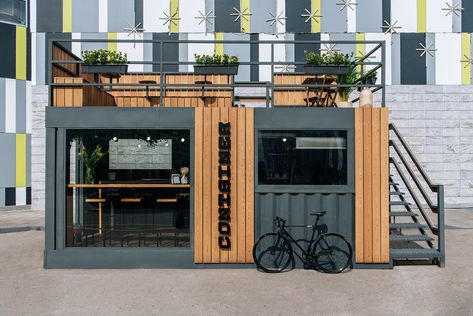 Shipping Container Cafe, Container Coffee Shop, Container Restaurant, Container Cafe, Small Cafe Design, Container Bar, Coffee Shop Interior Design, Coffee Shop Bar, Cafe Shop Design