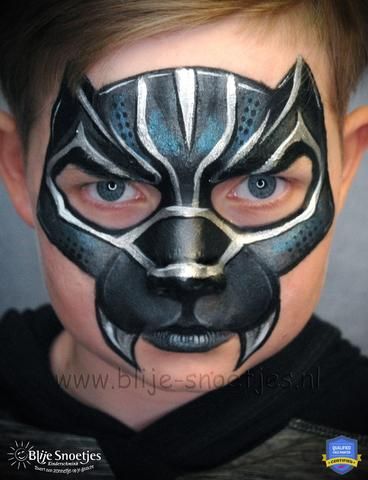 Black Panther Monthly Challenge – Facepaint.com Black Panther Face Paint, Panther Face Paint, Face Paint Easy, Superhero Face Painting, Black Panther Face, Panther Face, Mime Face Paint, Face Painting For Boys, Paint Easy