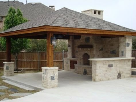 Custom Patio Cover Pool Gazebo, Rustic Outdoor Kitchens, Outdoor Covered Patio, Backyard Fireplace, Backyard Gazebo, Backyard Pavilion, Backyard Kitchen, Outdoor Kitchen Patio, Pergola Patio