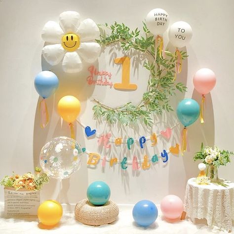 Birthday Party Decorations Simple Diy, Simple Balloons Decoration, Birthday Party Theme Decorations At Home, Birthday Decorations At Home For Kids, Simple Decorations For Party At Home, Simple Birthday Decorations For Kids, Simple Balloon Decorations At Home, Baby Birthday Decorations At Home, Simple Bday Decor