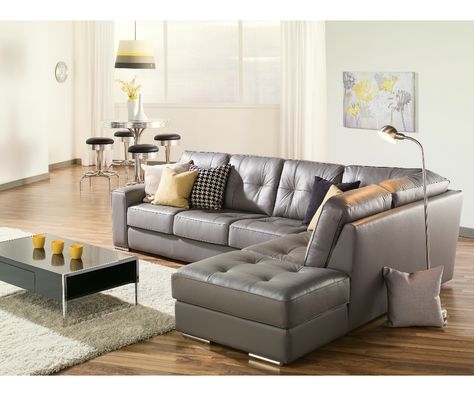 Grey leather couch