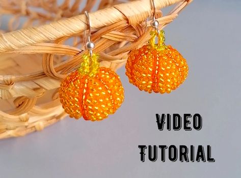 Bead Crochet Jewelry Patterns and Tutorials with Videos by NiLaJewelryStore - The Beading Gem's Journal Halloween Seed Bead Patterns, Beginner Beading Tutorials Step By Step, Beaded Crochet Patterns, Bead Crochet Patterns Free, Fall Beaded Earrings, Bead Earrings Diy Tutorials, Bead Crochet Tutorial, Beaded Pumpkin Earrings, Bead Pumpkin