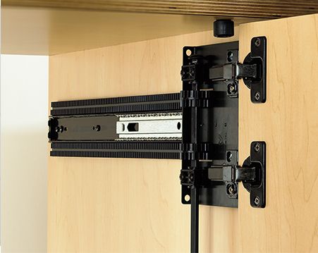 One product that I frequently get questions on is the Pivot Pocket Door Slides by Knape & Vogt. These slides allow you to open a cabinet doors such... Pivot Pocket Door, Sliding Cabinet Doors, Cabinet Door Hardware, Furniture Hinges, Pivot Door, Pocket Door Hardware, Pocket Door, Pivot Doors, Kitchen Cabinet Doors