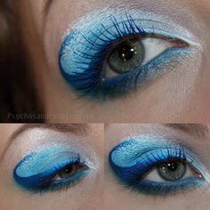 Water Element Makeup Looks, Wave Makeup Ocean, Wave Eye Makeup, Water Theme Makeup, Bubble Eye Makeup, Water Face Paint, Ocean Face Painting, Ocean Eye Makeup, Ocean Themed Makeup