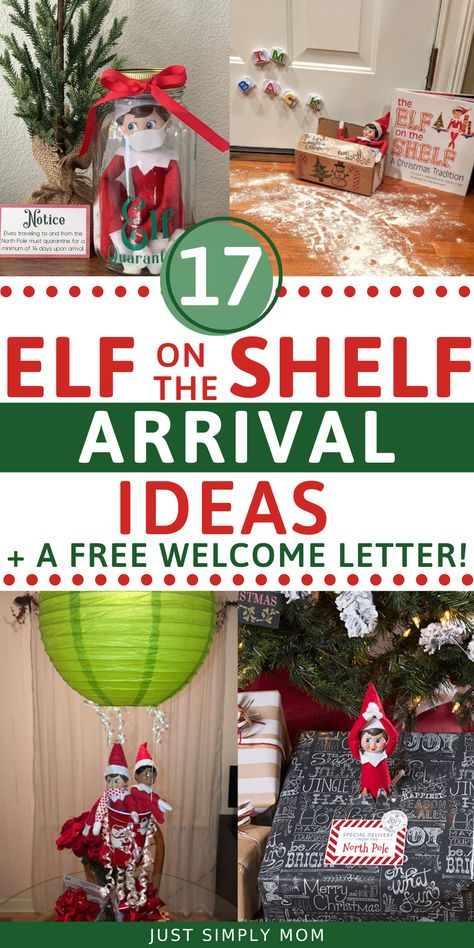 This Christmas season you may be looking for the some funny elf on the shelf arrival ideas! Here are some unique ideas with a welcome letter Elf On The Arrival Ideas, Cute Elf On The Shelf Arrival Ideas, Natal, Elf Welcoming Ideas, Funny Elf Arrival Ideas, Elfs Back Ideas, December 1 Elf On The Shelf Ideas, Welcome Back Ideas For Elf On The Shelf, Best Elf Arrival Ideas