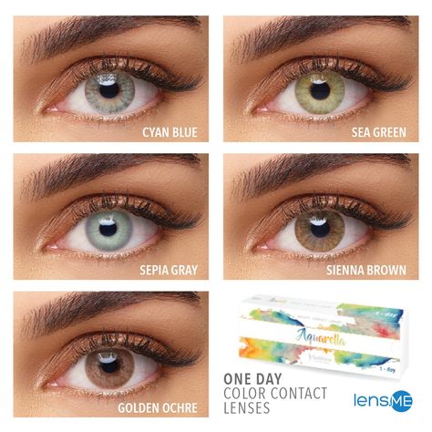 Solotica's new 1-day lenses are available in 5 new beautiful shades. Which is your favourite? #solotica #Aquarella #lensdotme #makeup #wakeupandmakeup #makeupartist #makeupaddict #instamakeup #instamakeupartist #makeupporn #makeupprogress #makeupjunkies #solotica #makeupideas #makeuptutorial #makeuplife #makeupgoals #coloredlenses #beautybloggers #makeupinspiration #makeupoftheday #eyelashes #blueeyes #browneyes #greeneyes Tinted Contact Lenses, Eye Lens Colour, Best Colored Contacts, Eye Color Chart, Asian Makeup Looks, Color Contacts, Lens Colour, Color Contact Lenses, Eye Lens