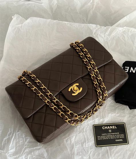 Dm for price Luxury Purses Aesthetic, Brown Chanel Bag Outfit, Chanel Brown Bag, Chanel Aesthetic Bag, Chanel Bags Aesthetic, Brown Chanel Bag, Brown Bag Aesthetic, Brown Chanel, Brown Grid