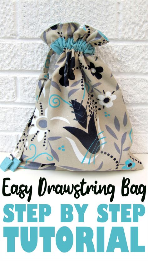 Simple Drawstring Bag Tutorial Drawstring Bag Tutorials Pattern, Lined Gift Bag Tutorial, Lined Fabric Gift Bags Diy Free Pattern, Drawstring Project Bag Pattern, Simple Drawstring Bag Pattern, Handmade Drawstring Bag, Simple Drawstring Bag Diy, Draw String Bag Pattern Free, Easy Drawstring Bag Tutorial