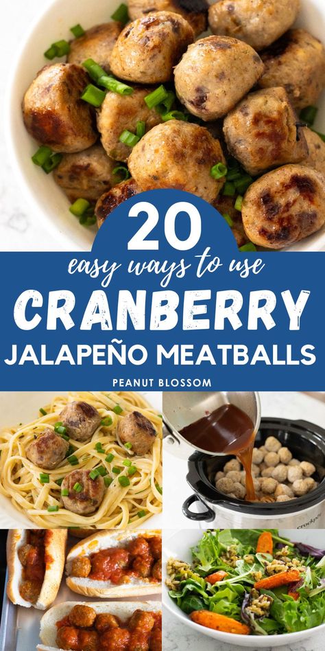 Cranberry Jalapeño Meatballs Cranberry Jalapeno Meatballs, Jalapeño Meatballs, Cranberry Sauce Meatballs, Cranberry Jalapeño, Cranberry Meatballs, Costco Chicken, Cheese Stuffed Meatballs, Meatball Dinner, Goat Cheese Pasta