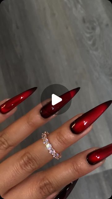 Riya's Nails 🇰🇭 on Instagram: "Vampy Aura 🧛🩸 𝐏𝐫𝐨𝐝𝐮𝐜𝐭𝐬 𝐲𝐨𝐮'𝐥𝐥 𝐧𝐞𝐞𝐝: 𝐓𝐢𝐧𝐭 𝐆𝐞𝐥 #𝐓𝟎𝟐, 𝐂𝐚𝐭𝐞𝐲𝐞 #𝐂𝟏𝟎,𝐁𝐥𝐚𝐜𝐤𝐞𝐬𝐭𝐛𝐥𝐚𝐜𝐤🖤
🩸 𝐍𝐨 𝐰𝐢𝐩𝐞 𝐜𝐥𝐞𝐚𝐫 𝐬𝐩𝐢𝐝𝐞𝐫 𝐠𝐞𝐥
🩸 𝐍𝐨 𝐰𝐢𝐩𝐞 𝐠𝐥𝐨𝐬𝐬𝐲 𝐭𝐨𝐩 𝐜𝐨𝐚𝐭 
🩸 𝐍𝐨 𝐰𝐢𝐩𝐞 𝐦𝐚𝐭𝐭𝐞 𝐭𝐨𝐩 𝐜𝐨𝐚𝐭
🩸 ✨𝐒𝐨𝐟𝐭 𝐠𝐞𝐥 𝐭𝐢𝐩(Sculpted stiletto)
✨ 𝐄𝐱𝐭𝐞𝐧𝐝 𝐠𝐞𝐥
🛍️𝐑𝐢𝐲𝐚𝐬𝐍𝐚𝐢𝐥𝐬.𝐜𝐨𝐦

#nailpro #fashion #nails #nail#nft #nailtrend #makeuptutorial #nailsofinstagram #fyp#reels#valentinesnails #nailmegazine
#wakeupandmakeup #cle #cleveland" Vampy Nails, Almond Nails Red, Blood Nails, Spider Gel, Matte Top Coat, Long Acrylic Nails Coffin, Long Acrylic, Gel Tips, Soft Gel