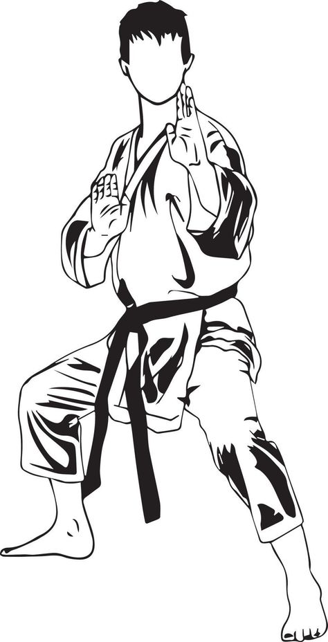 Karate Sketch, Karate Drawing, Karate Images, Karate Tattoos, Jka Karate, Karate Logo, Shotokan Karate Kata, Karate Stickers, Karate Kata