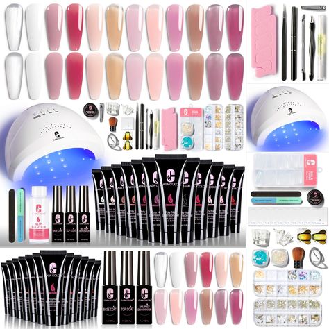 PRICES MAY VARY. 【AII IN ONE - Poly Gel Nail Kit】 12 colors poly extension gel nail kit included 12*15ml poly nail gel, 48W LED nail lamp and a complete set of nail art tools. This full complete poly nail gel kit is perfect for nail lovers, nail technician or nail beginners to build strong, flexible, feather-light nail extension. 【Fast Extension & Easy to Use】Using Clara Colors polygel nail kit can finish your extension nails quickly and easily. Say goodbye to your short and weak nails. The poly Repair Broken Nail, Poly Gel Nail Kit, Tools For Nail Art, Poly Extension Gel, Polygel Nail, Nail Primer, Poly Gel, Weak Nails, Nail Art At Home