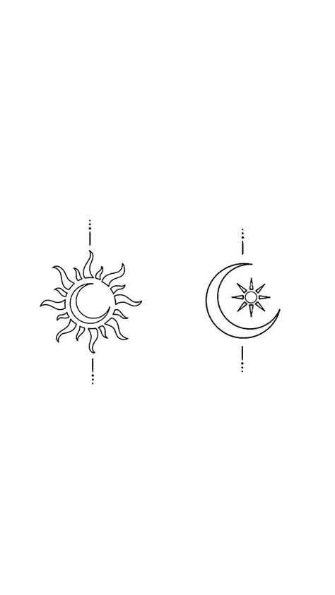 Sun And Moon Ying Yang Tattoo, Simply Tattoo Ideas, Soul Ties Tattoo, Sonne Mond Tattoo, Seaside Tattoo, Coastal Tattoos, Matching Tattoo Designs, Sun Moon Tattoos, Moon And Sun Tattoo